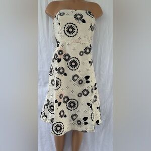 GAP Strapless Dress in Black and Cream Floral, Size 12
